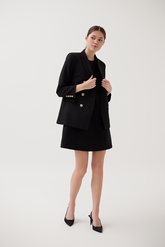 Buttoned Double-Breasted Blazer in Black